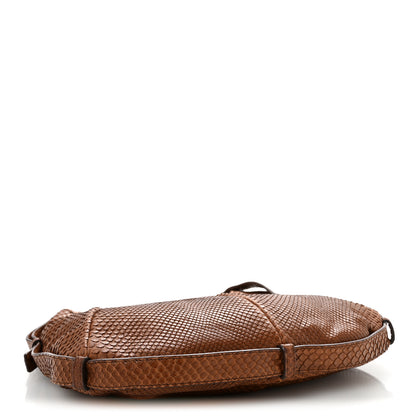 Saint Laurent Snakeskin Buffalo Horn Mombasa Hobo Brown 4 of 13