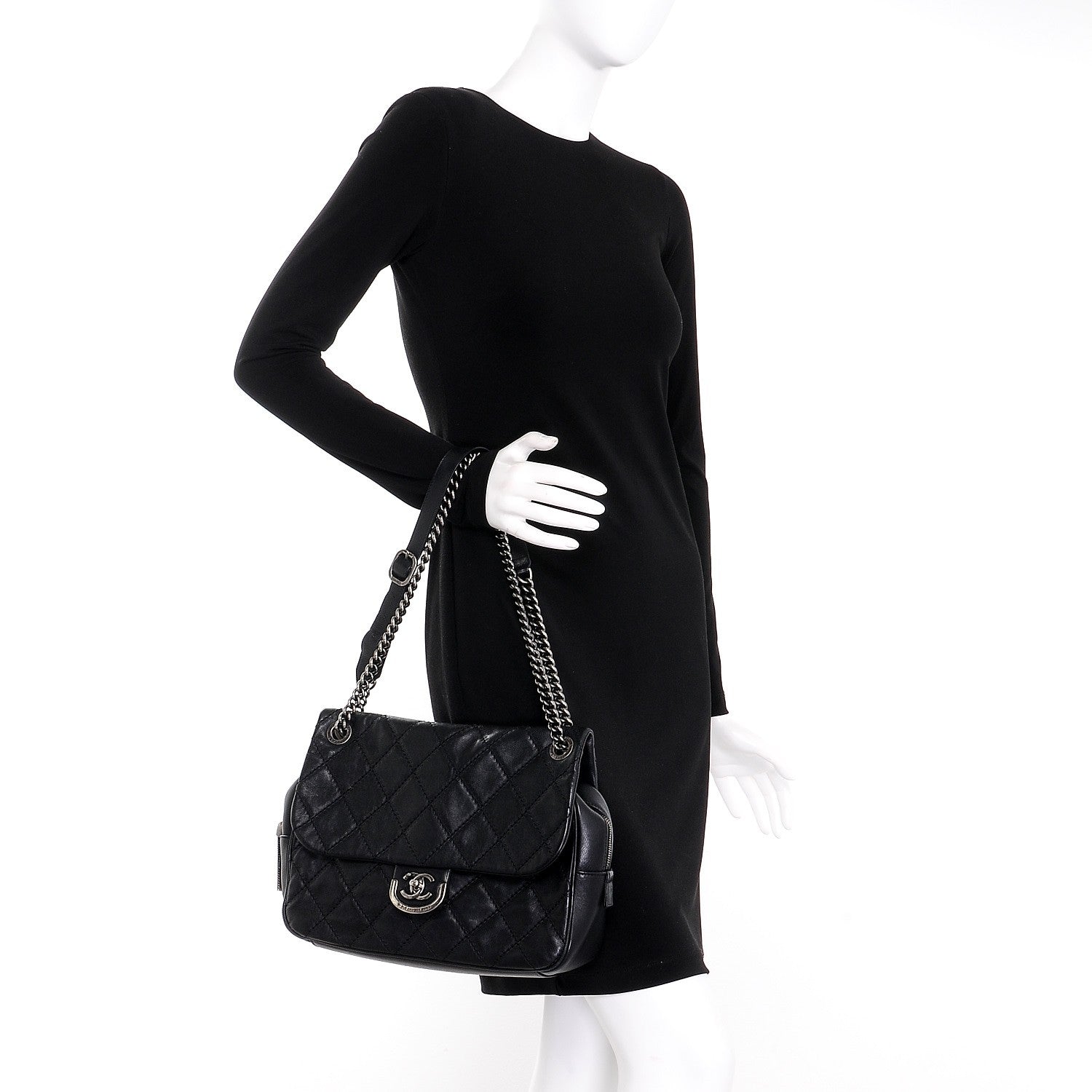 Chanel Calfskin Quilted Jumbo Coco Sporran Flap Black 3 of 10