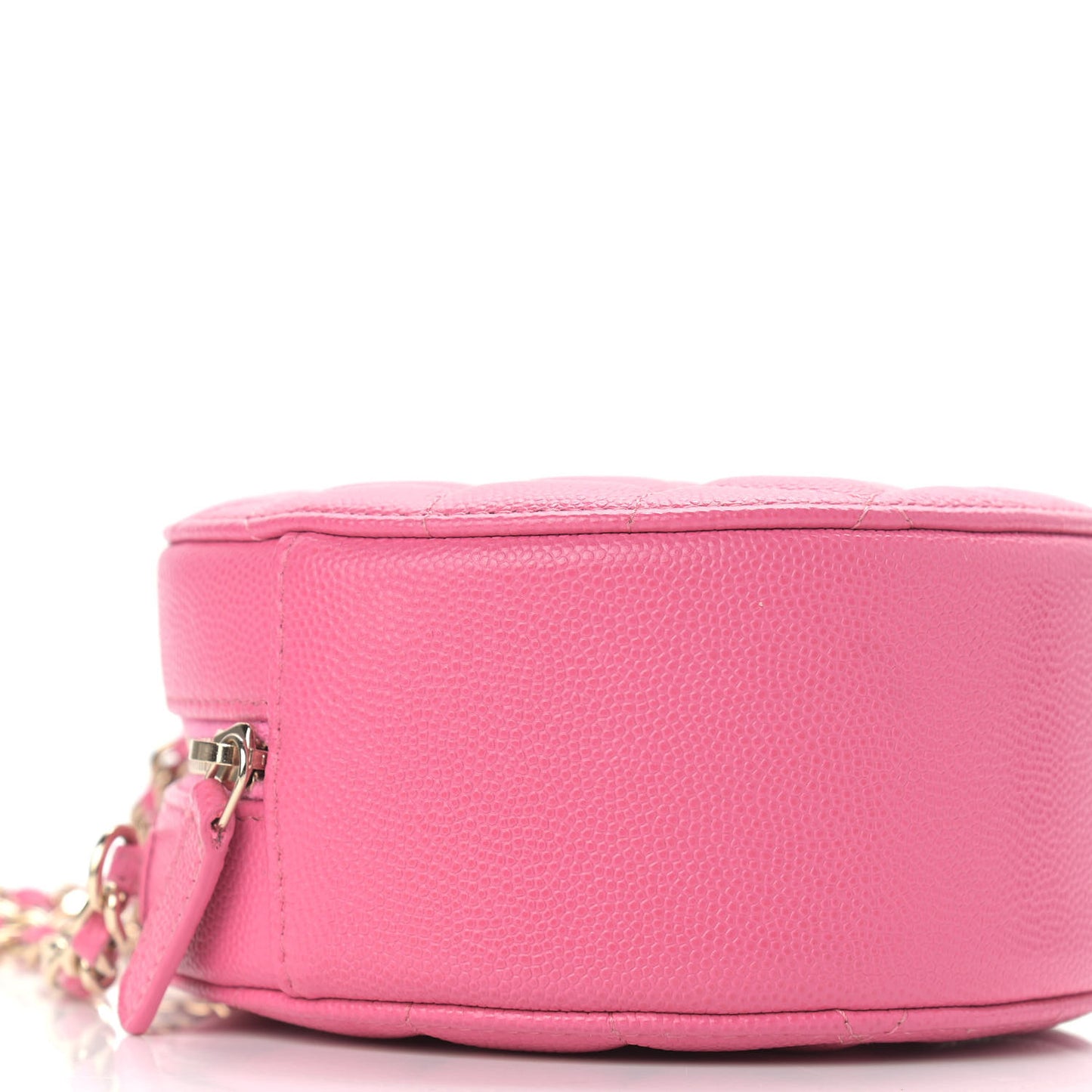 Caviar Quilted Round Clutch With Chain Pink