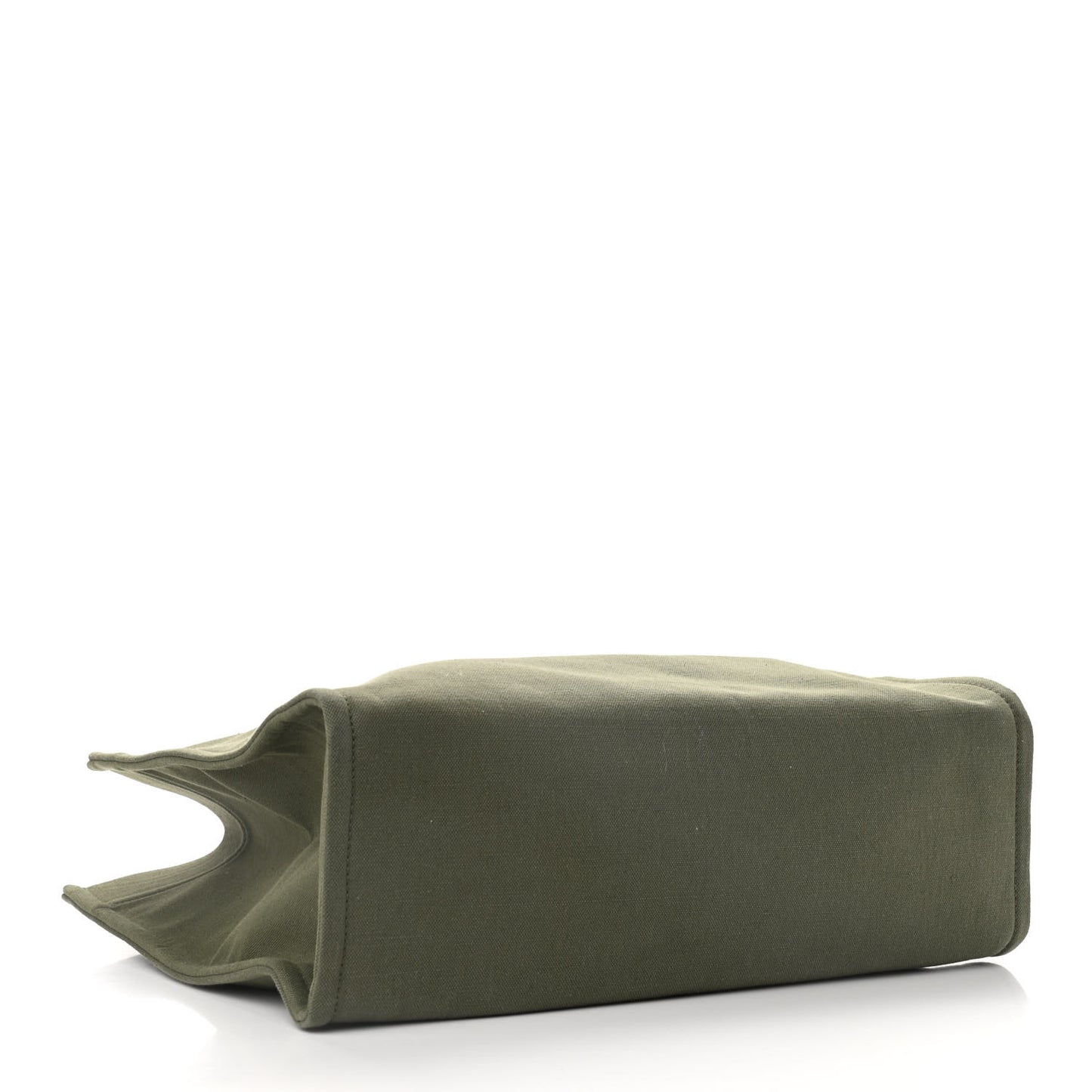 Canvas Calfskin Vertical Cabas Green