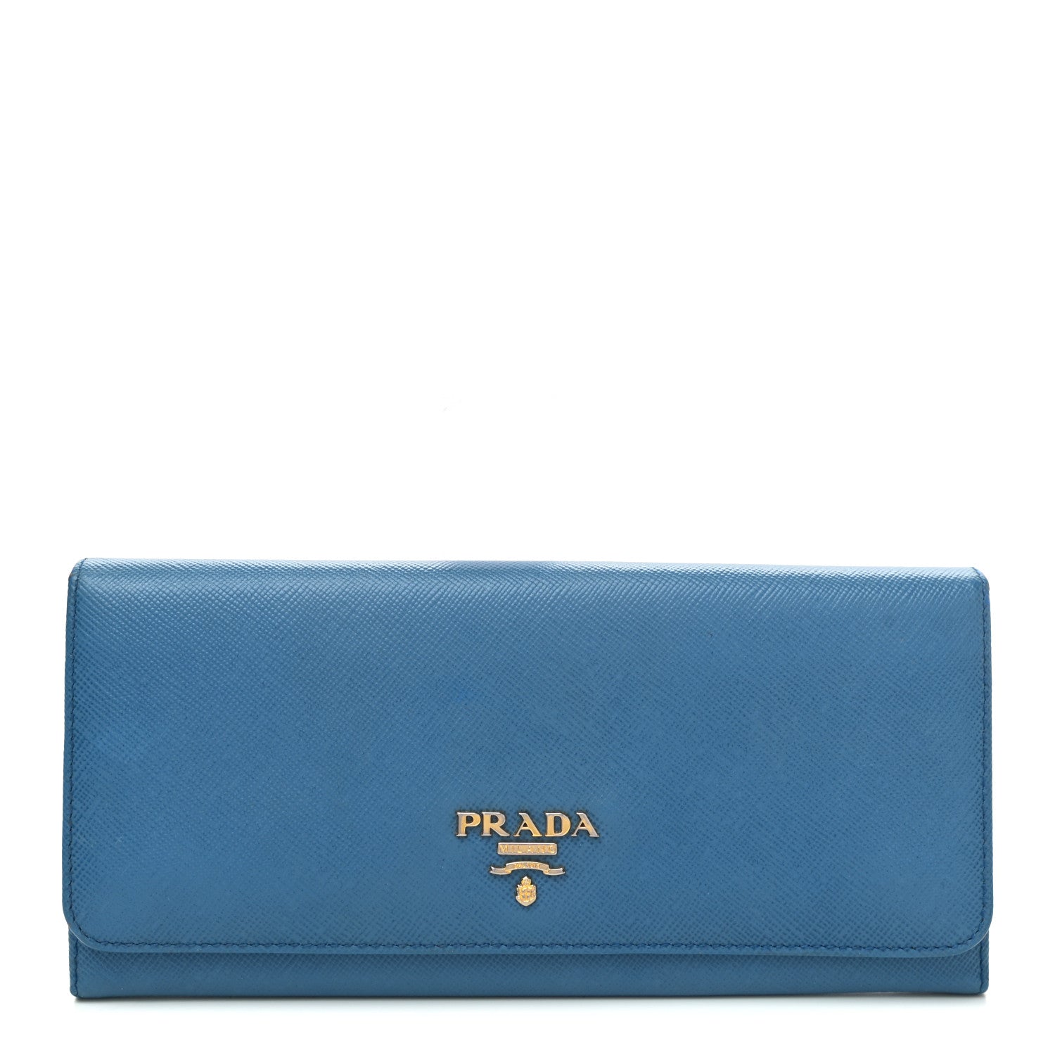 Prada Saffiano Metal Continental Flap Wallet Cobalto 1 of 9