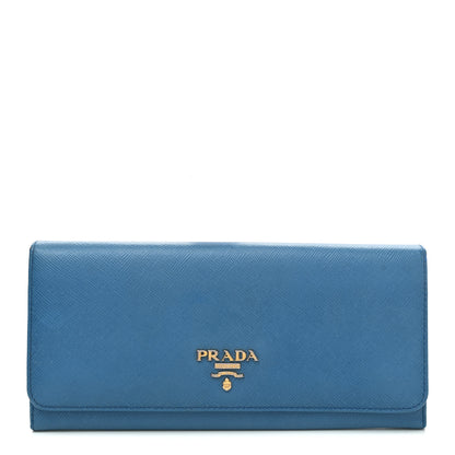 Prada Saffiano Metal Continental Flap Wallet Cobalto 1 of 9