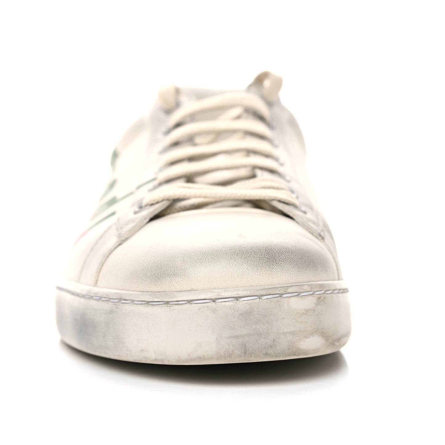 Distressed Calfskin Mens Ace Blade Sneakers 11 White