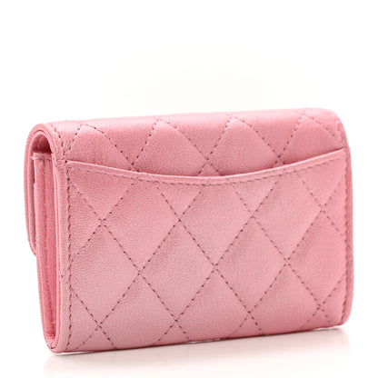 Chanel Cloudy Pearly Goatskin Quilted Flap Card Holder Wallet Light Pink 3 of 8