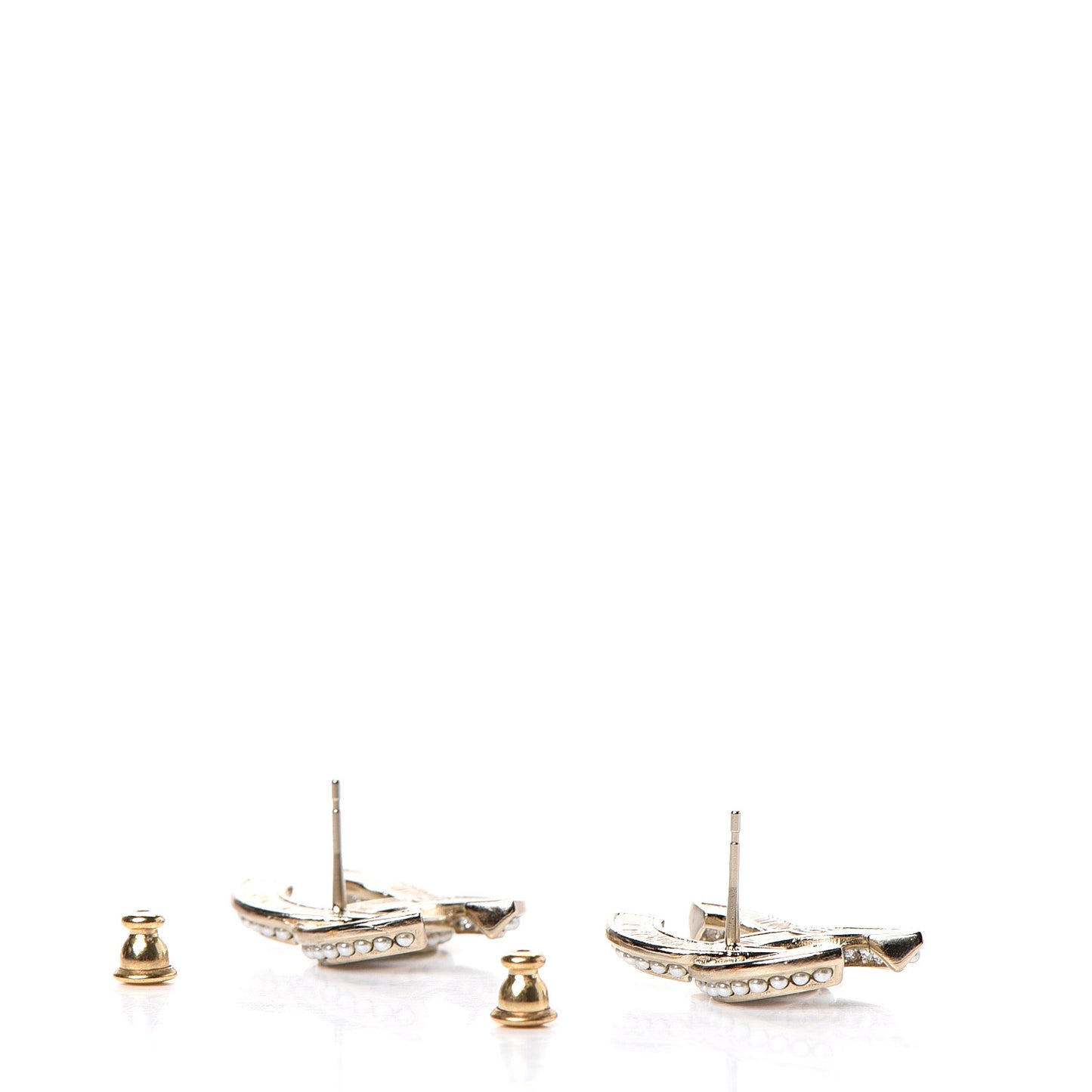 Pearl Crystal CC Earrings Gold