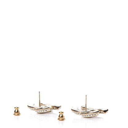 Chanel Pearl Crystal CC Earrings Gold 3 of 5