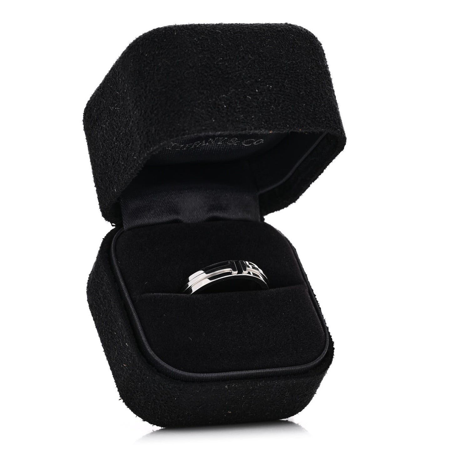 18K White Gold Narrow T Two Ring 57 8