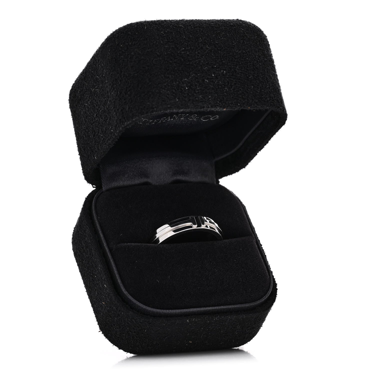 Tiffany 18K White Gold Narrow T Two Ring 57 8 5 of 5
