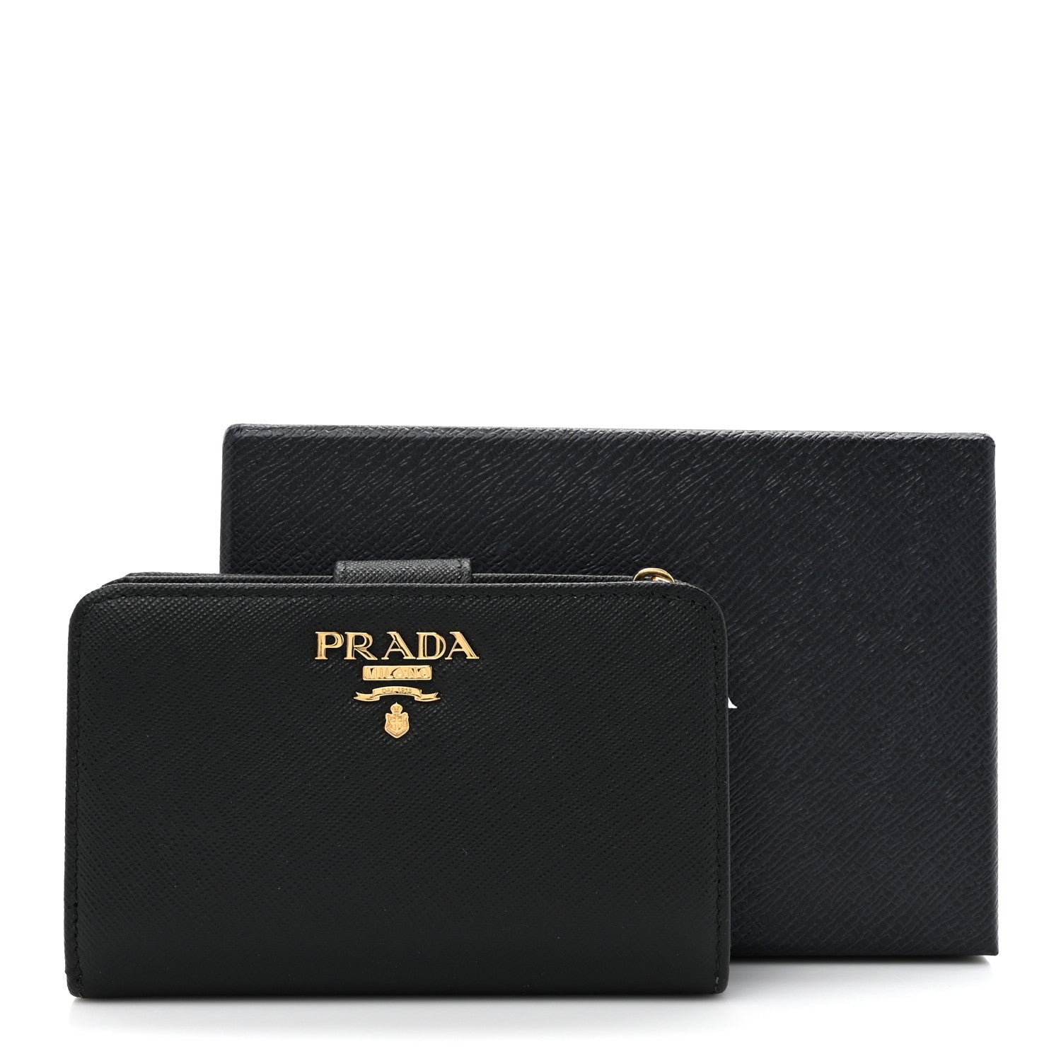 Prada Saffiano Metal Compact Wallet Black 9 of 9