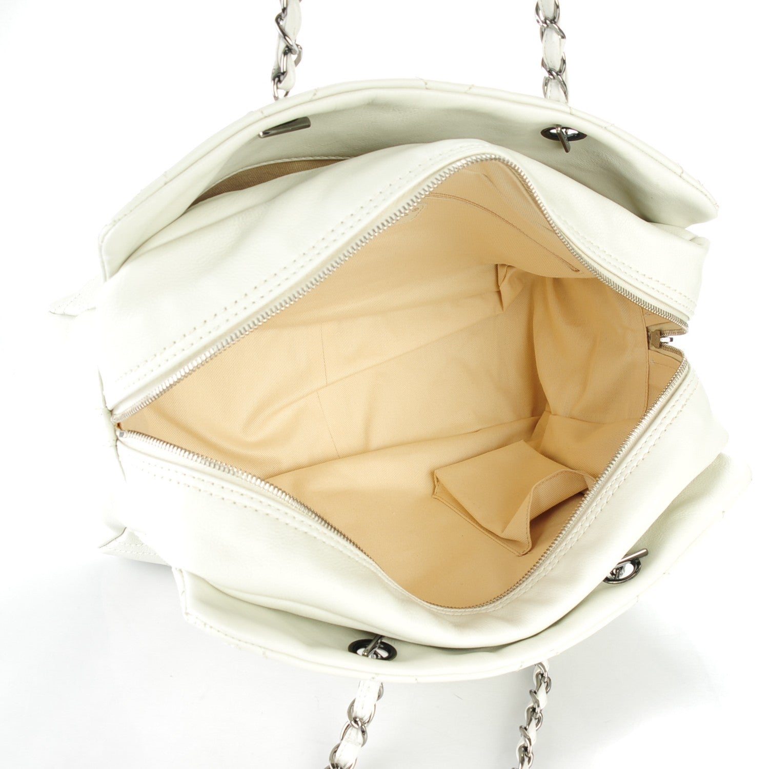 Chanel Calfskin Large Diamond Stitch Tote White 5 of 7