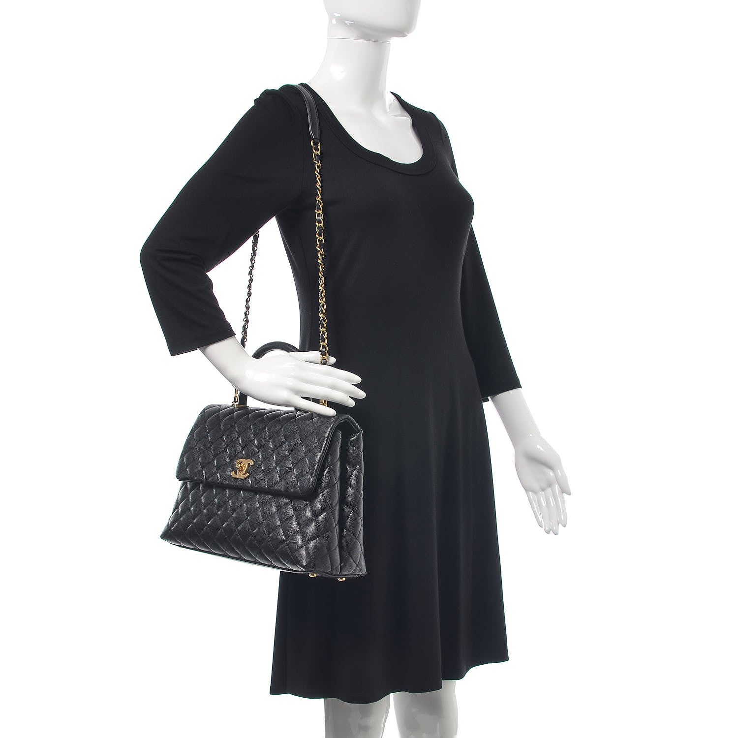 Chanel Caviar Quilted Medium Coco Handle Flap Black 2 of 10