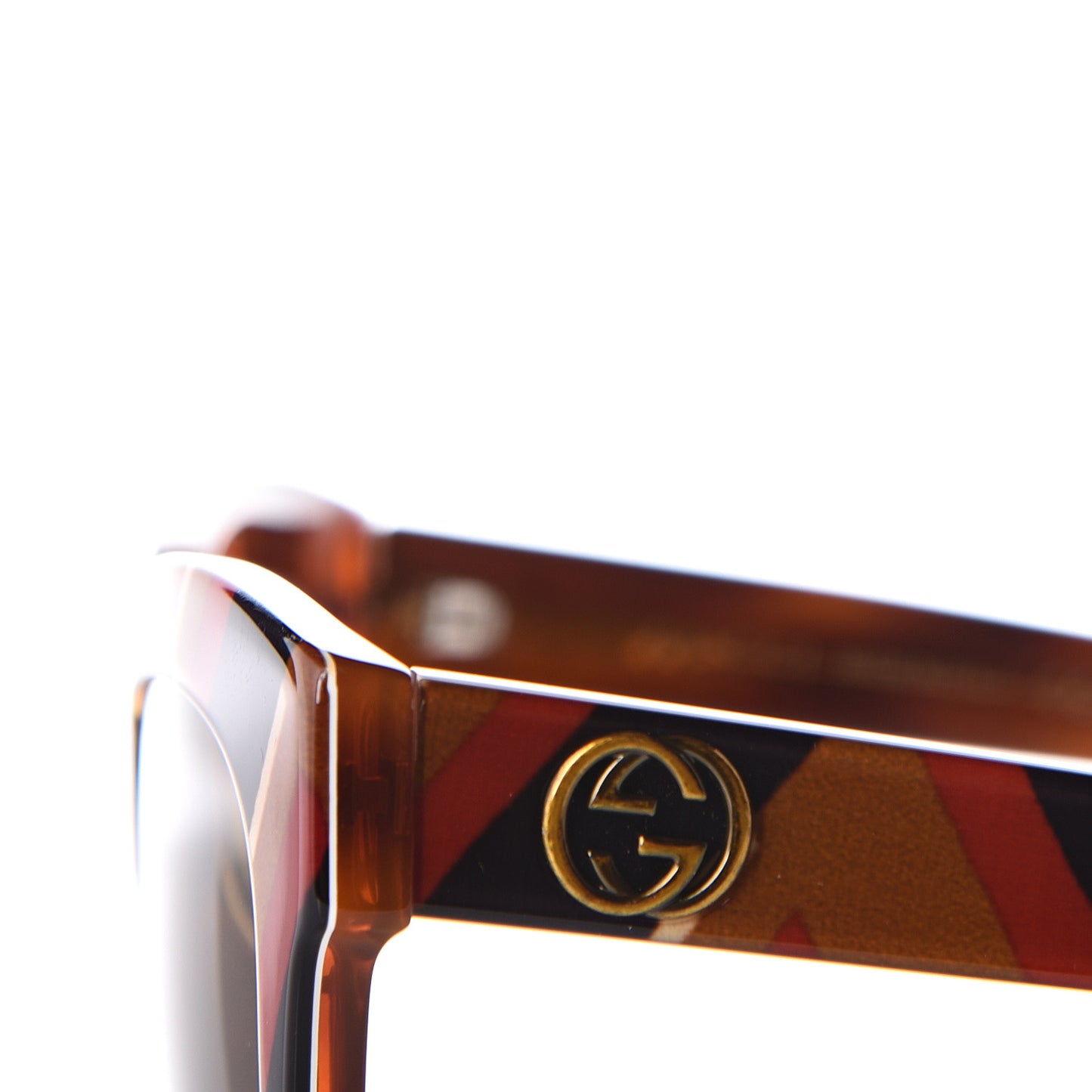 Acetate Square Frame Chevron Sunglasses GG0029S Mustard Blue