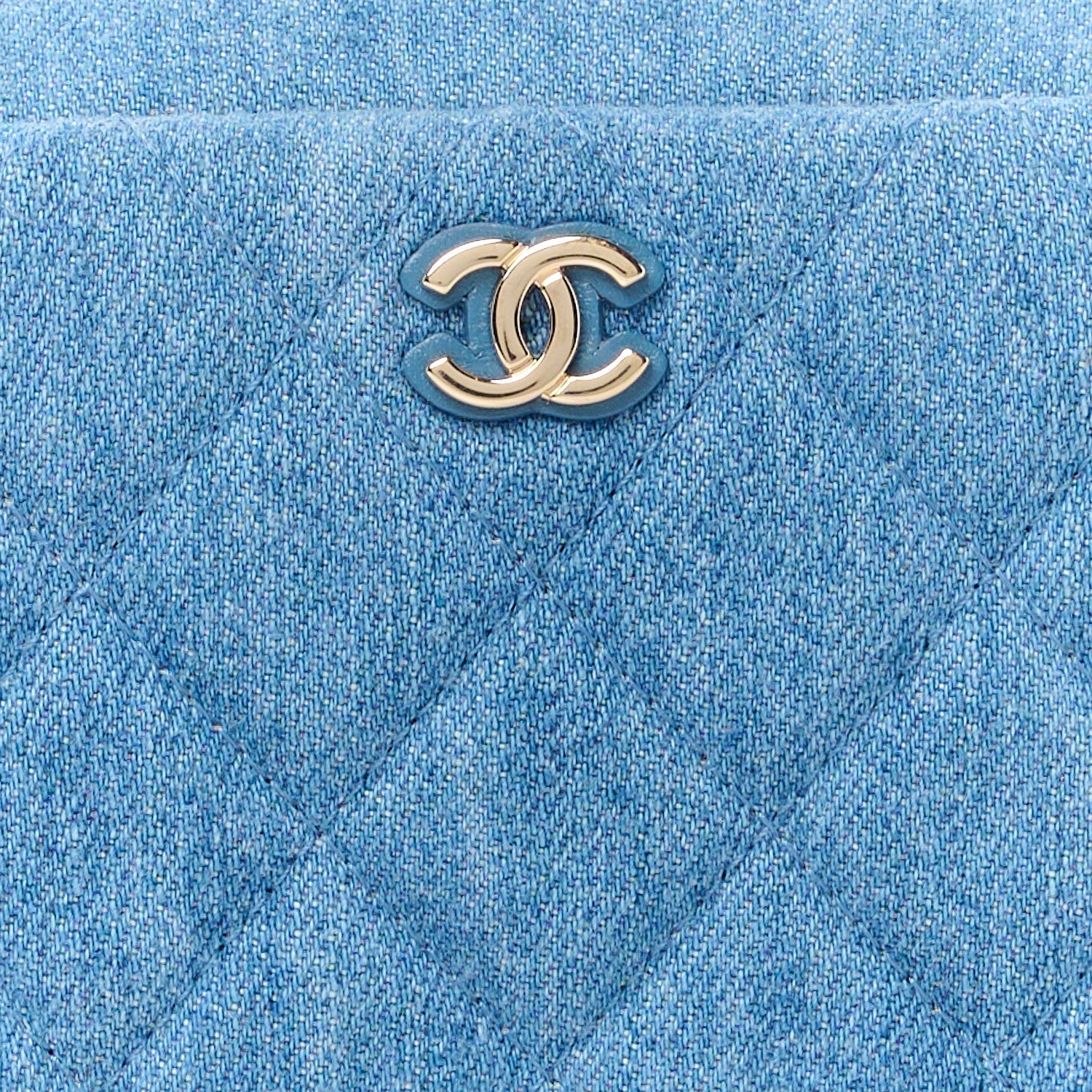 Chanel Denim Quilted Toiletry Case Blue 8 of 11