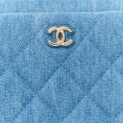 Chanel Denim Quilted Toiletry Case Blue 8 of 11