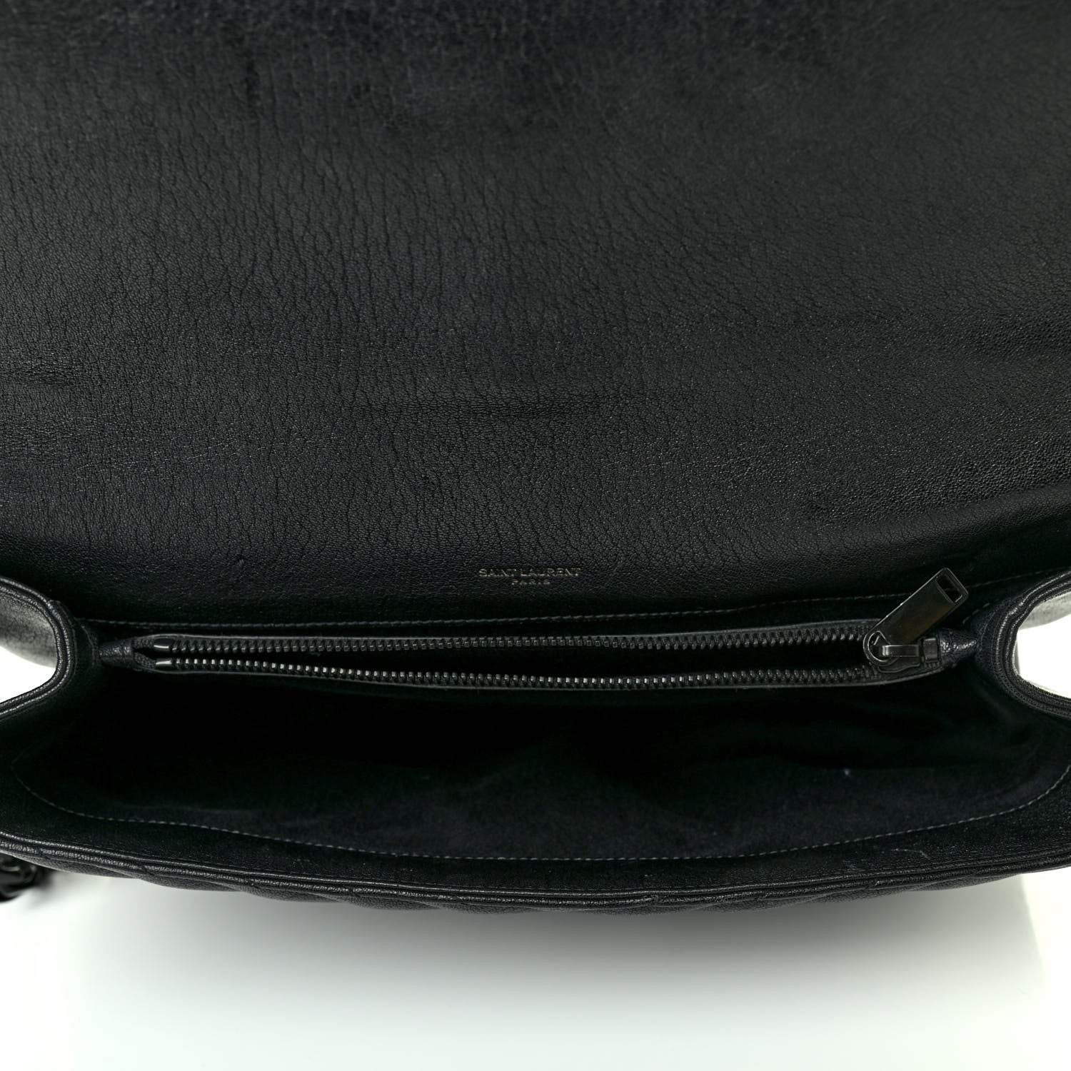 Saint Laurent Sheepskin Matelasse Chevron Monogram Monochrome Large College Satchel Black 4 of 4
