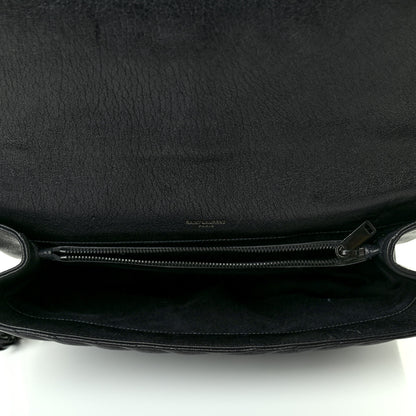 Saint Laurent Sheepskin Matelasse Chevron Monogram Monochrome Large College Satchel Black 4 of 4