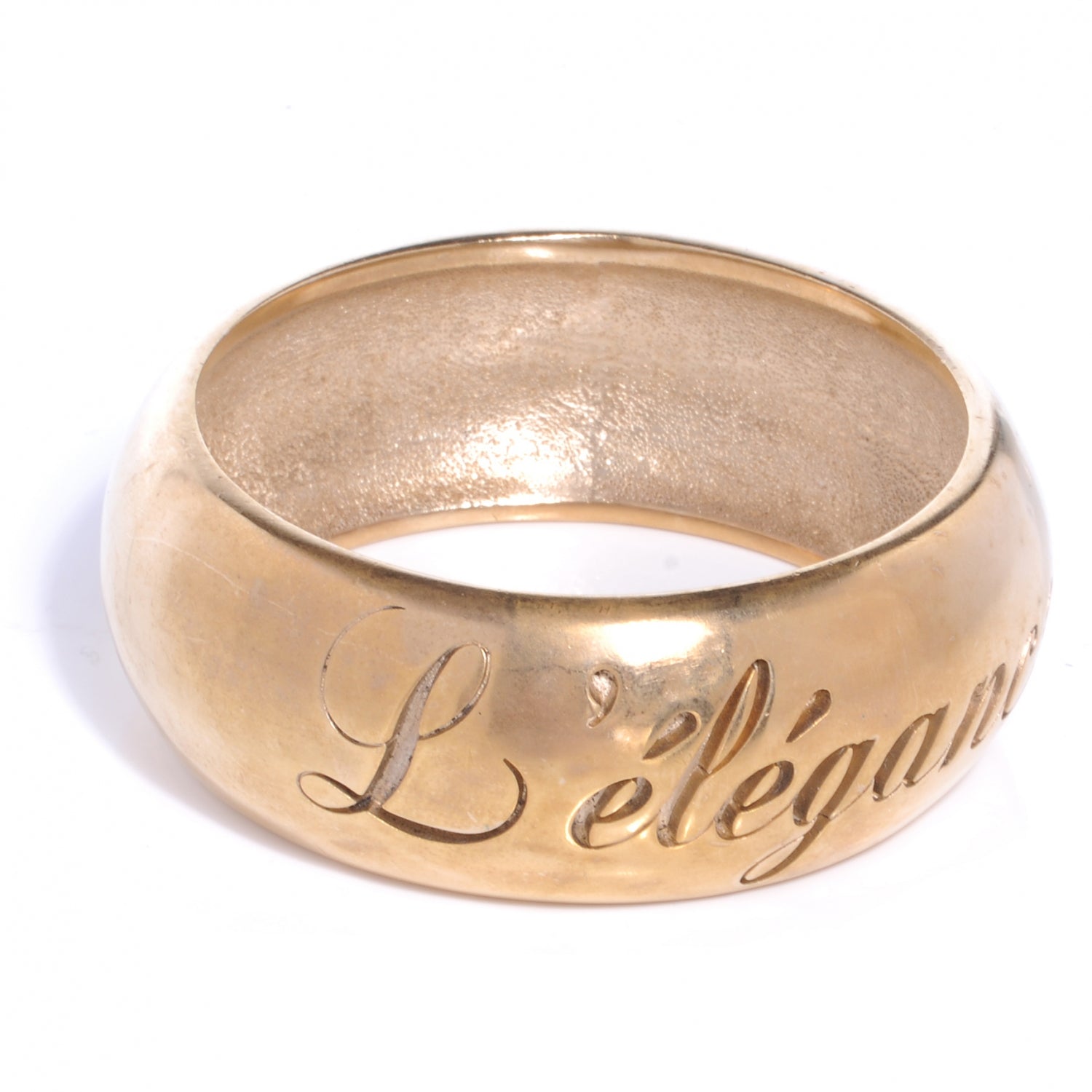 Chanel Wide Metal L'Elegance French Quote Bangle Gold 4 of 5