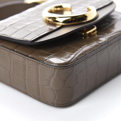Chloe Calfskin Crocodile Embossed Mini C Bag Army Green 6 of 10