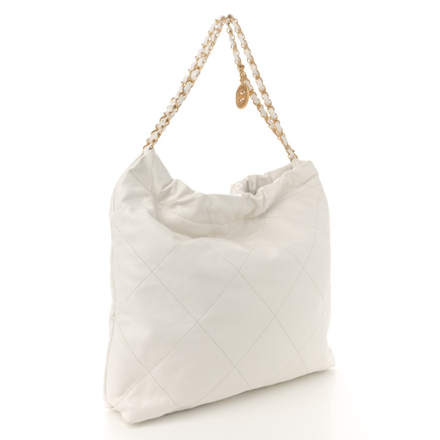 Shiny Calfskin Quilted Chanel 22 White