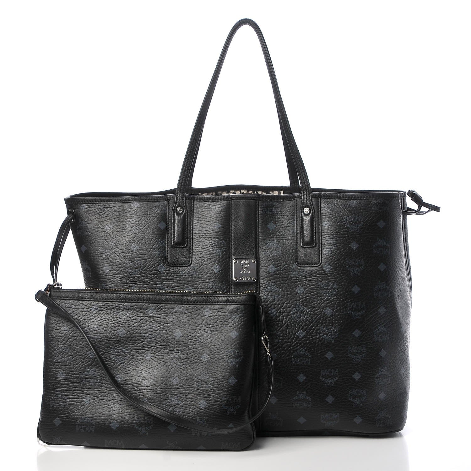 MCM Visetos Large Liz Reversible Shopper Tote Black 3 of 33