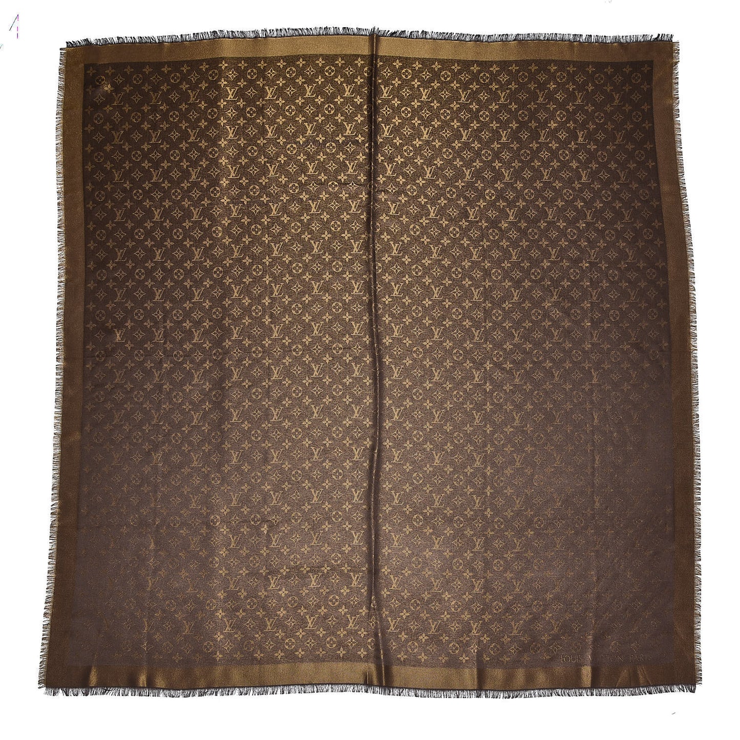 Silk Lurex Wool Monogram Shine Shawl Brown