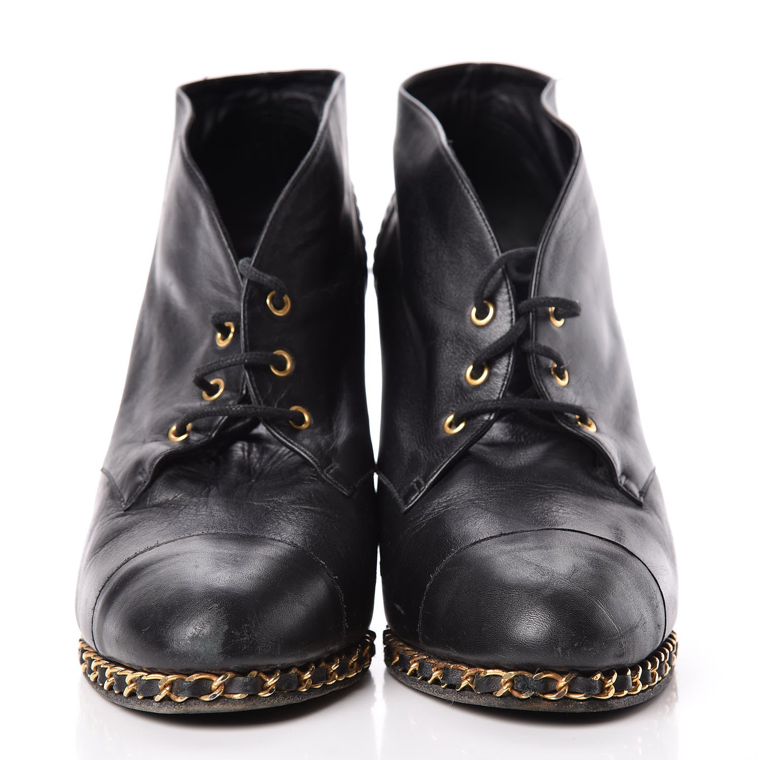 Chanel Lambskin CC Chain Wedge Boots 40 Black 2 of 12
