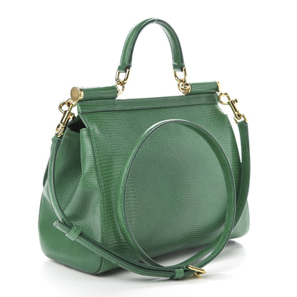 Dolce & Gabbana Iguana Calfskin Embossed Medium Miss Sicily Satchel Green 3 of 9