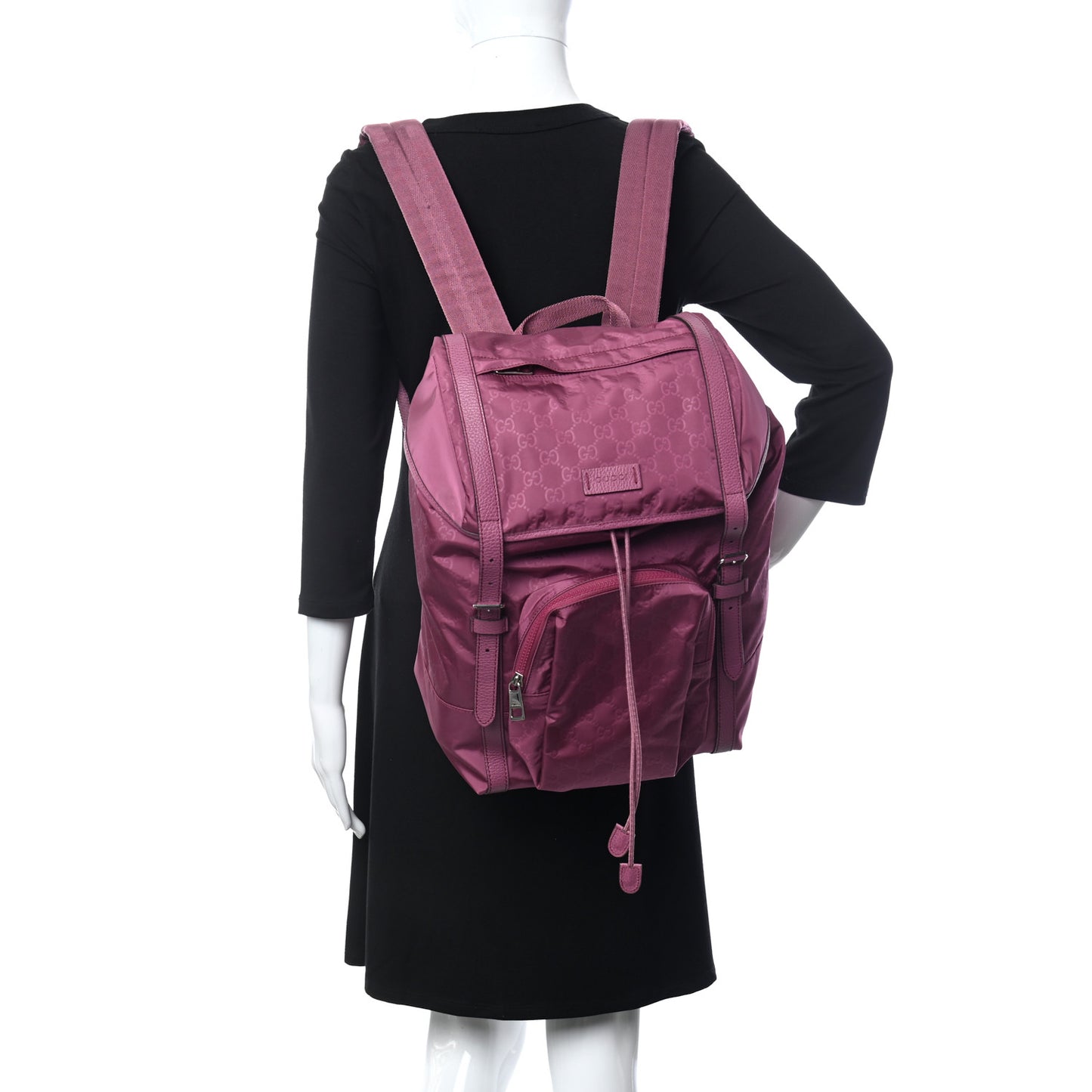 Nylon Monogram Dollar Calfskin Medium Light Double Buckle Backpack Peonia Flower