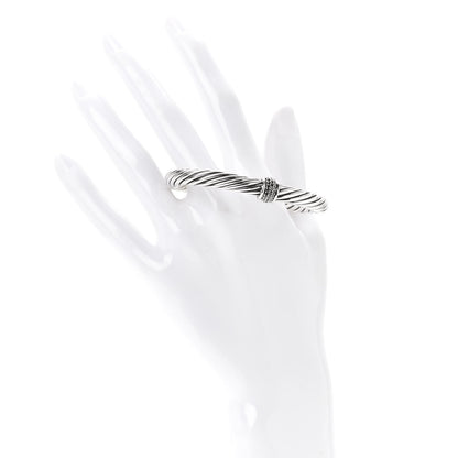 David Yurman Sterling Silver Black Diamond 7mm Cable Classics Station Bracelet 2 of 6