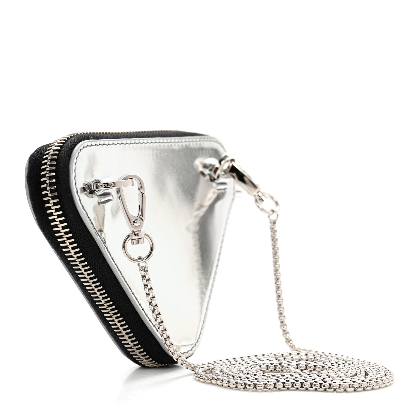 Spazzolato Mini Triangle Chain Crossbody Pouch Argento