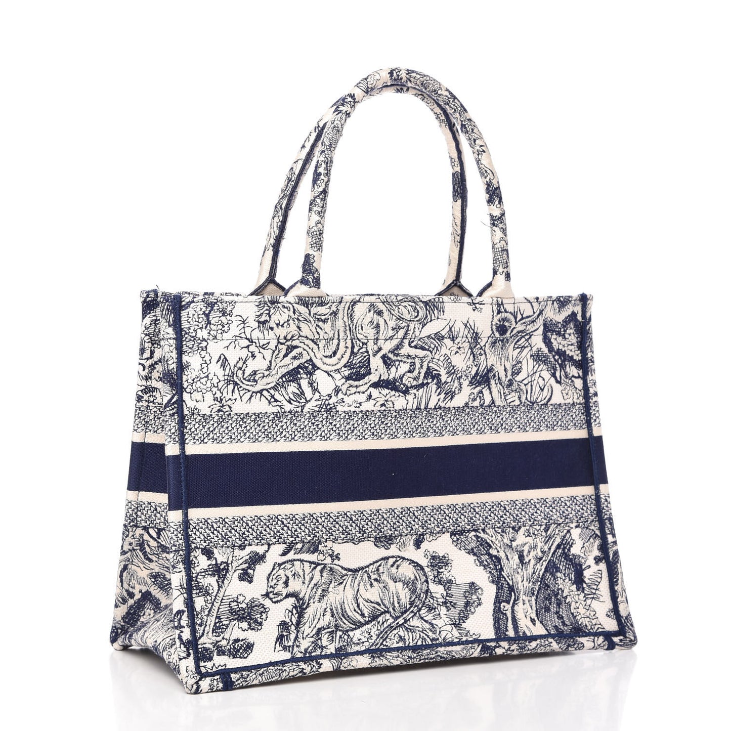 Canvas Embroidered Medium Dioriviera Toile De Jouy Book Tote Blue