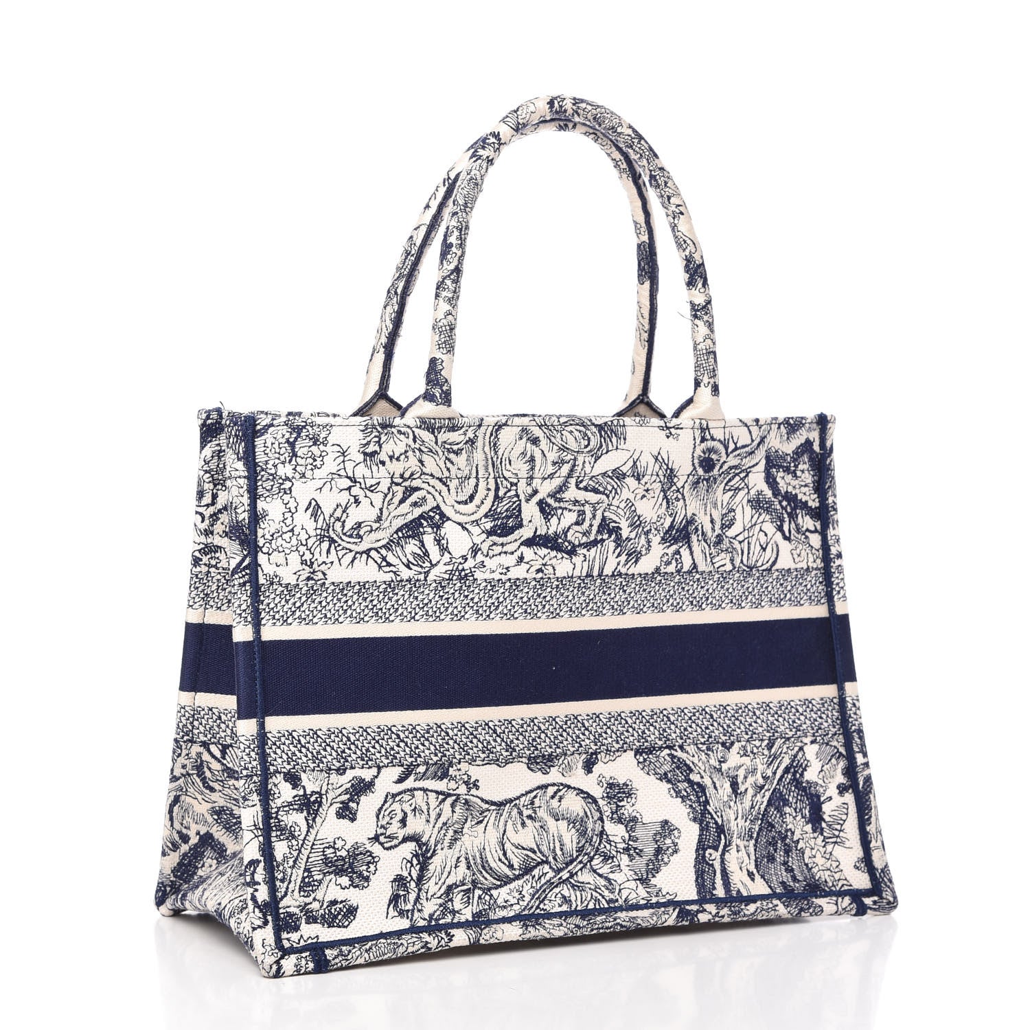 Christian Dior Canvas Embroidered Medium Dioriviera Toile De Jouy Book Tote Blue 3 of 11