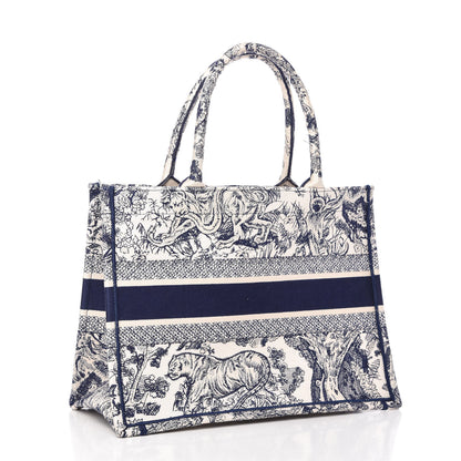Christian Dior Canvas Embroidered Medium Dioriviera Toile De Jouy Book Tote Blue 3 of 11