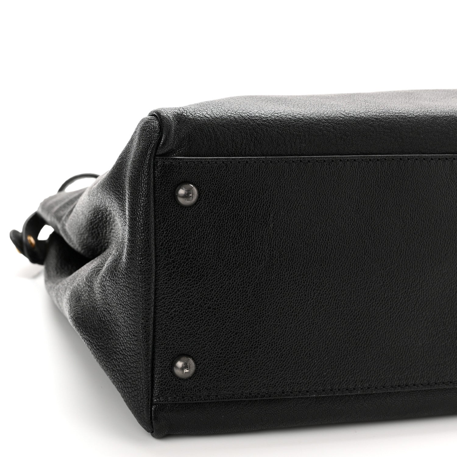 Fendi Goatskin Zucca Large Peekaboo Iconic Satchel Black Tobacco 12 of 13