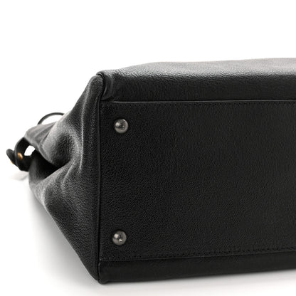 Fendi Goatskin Zucca Large Peekaboo Iconic Satchel Black Tobacco 12 of 13
