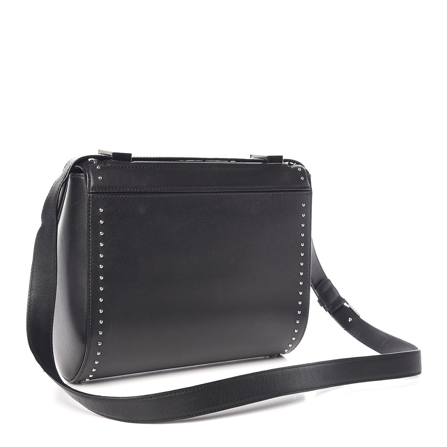Calfskin Studded Medium Pandora Box Crossbody Bag Black
