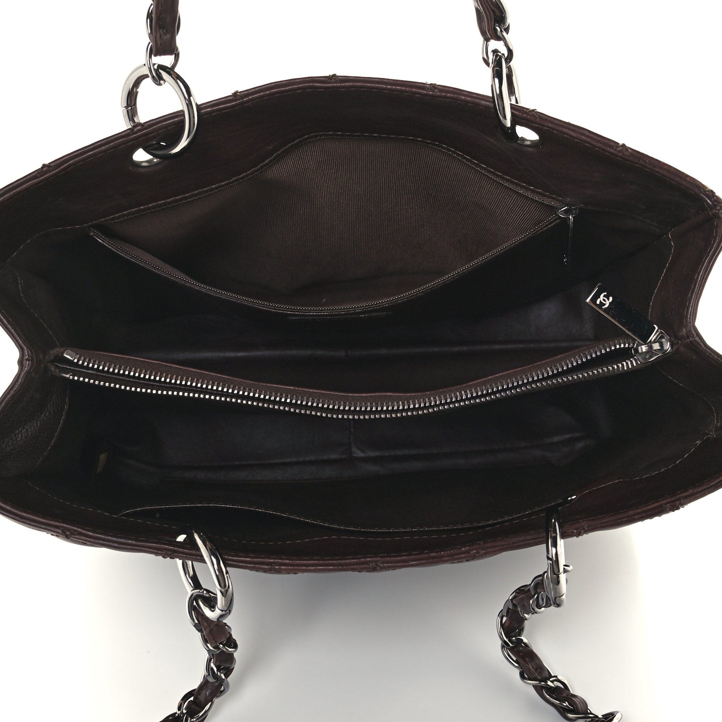 Calfskin Quilted Grand Shopping Tote GST Dark Brown