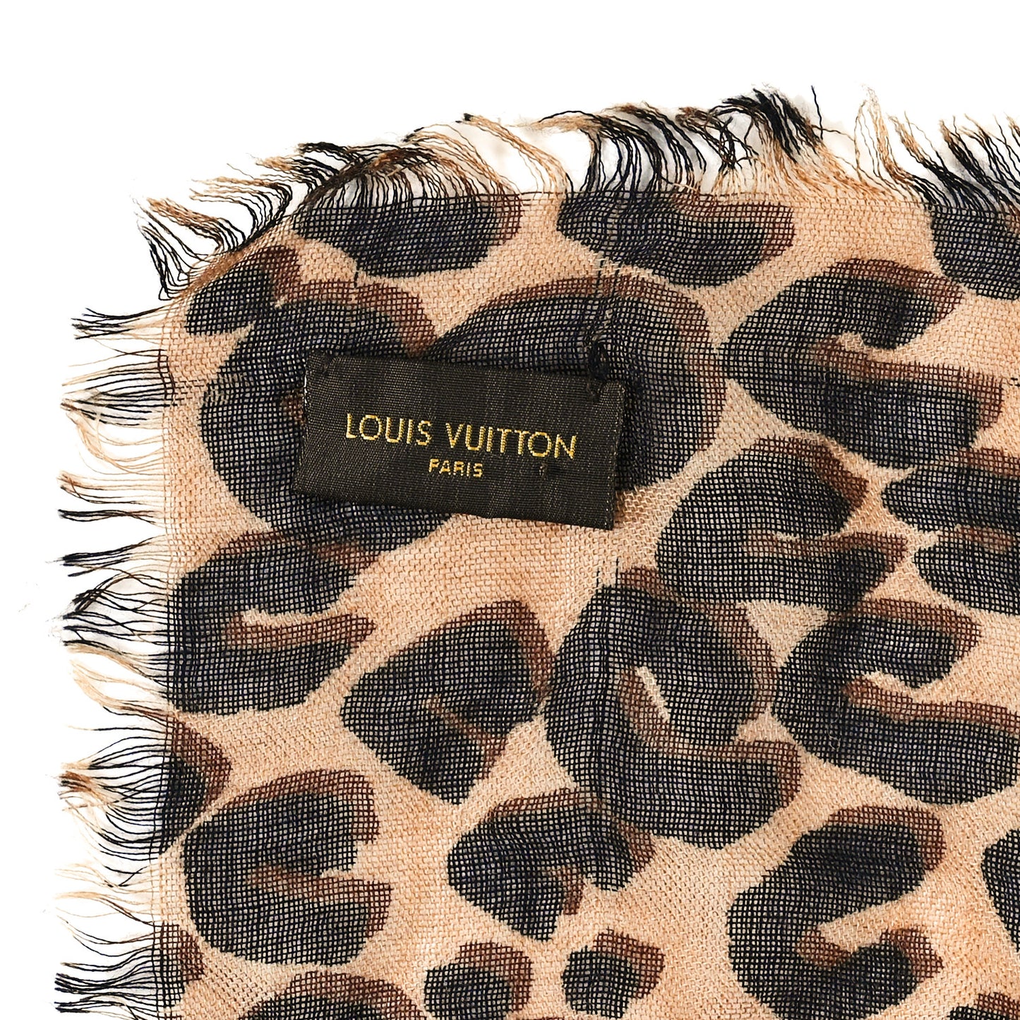 Cashmere Silk Leopard Etole Stole Marron