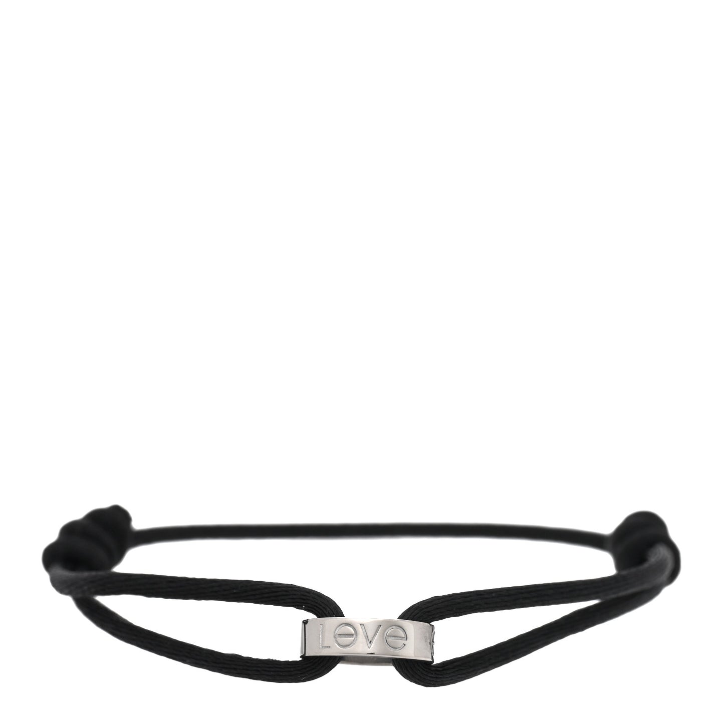 18K White Gold Charity LOVE Adjustable Cord Bracelet Black