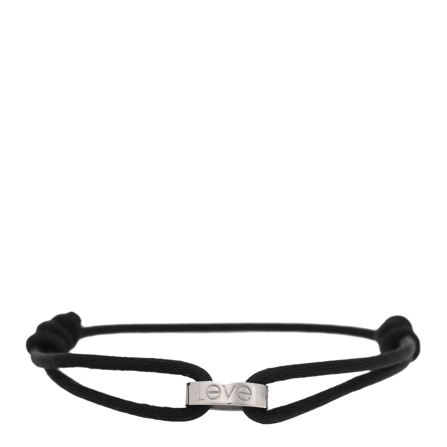 Cartier 18K White Gold Charity LOVE Adjustable Cord Bracelet Black 1 of 3