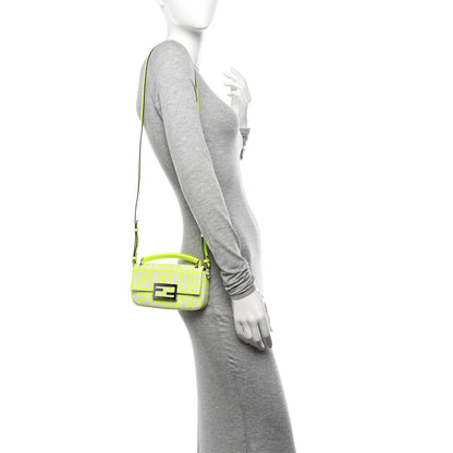 Fendi X MARC JACOBS Nappa Vitello King Logo Print Phone Baguette Yellow Fluo 2 of 14