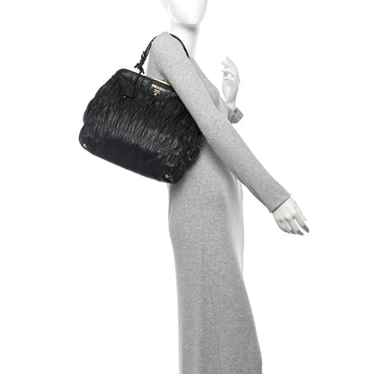 Prada Nappa Dressy Gaufre Framed Tote Black 2 of 13