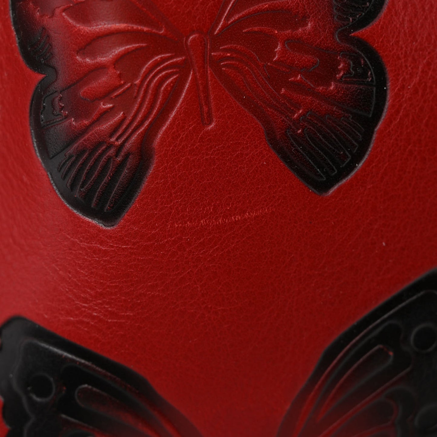 Grained Calfskin Butterfly Embossed Medium VLogo Escape Shopper Bag Red Black