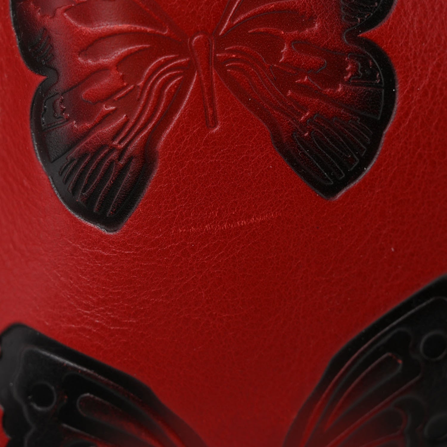 Valentino Garavani Grained Calfskin Butterfly Embossed Medium VLogo Escape Shopper Bag Red Black 15 of 17