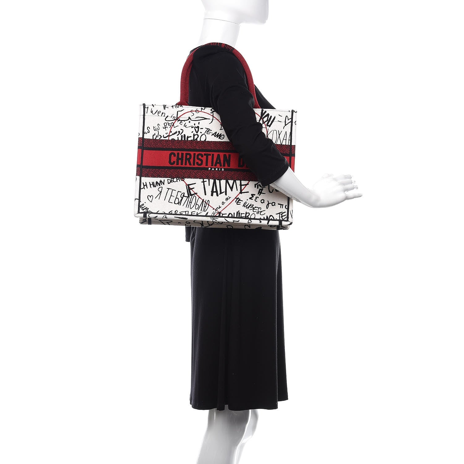 Christian Dior Canvas Embroidered Medium Dioramour Graffiti Book Tote Latte Multicolor 2 of 11