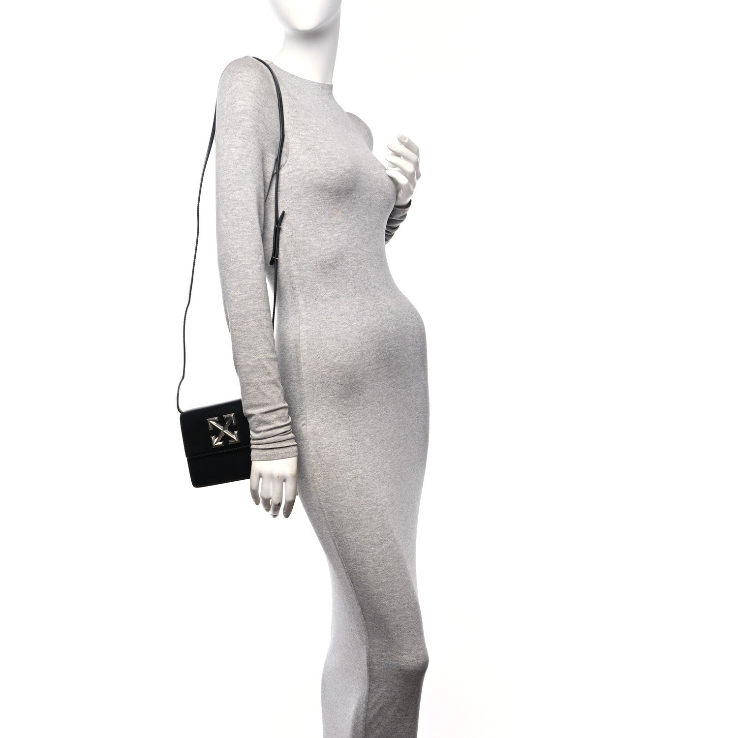 Off-White Calfskin Jitney 0.7 Crossbody Bag Black 2 of 12