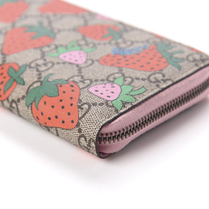 Gucci GG Supreme Monogram Strawberry Zip Around Wallet Light Pink 7 of 10