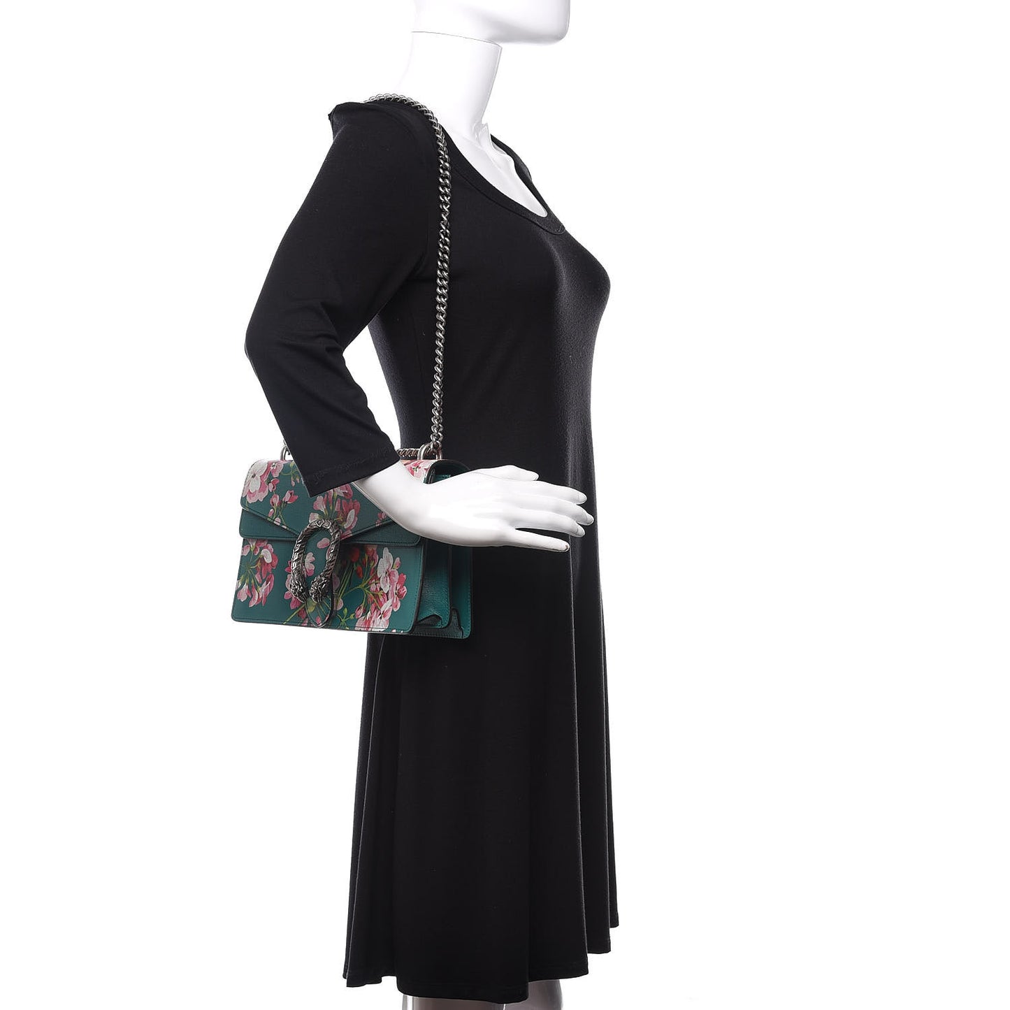 Calfskin Blooms Print Small Dionysus Shoulder Bag Bright Emerald Multicolor