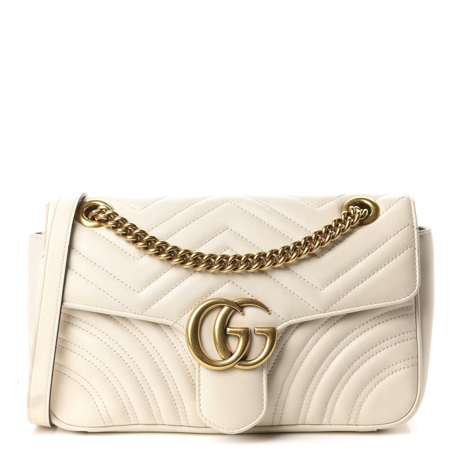 Gucci Calfskin Matelasse Small GG Marmont Shoulder Bag White 1 of 11
