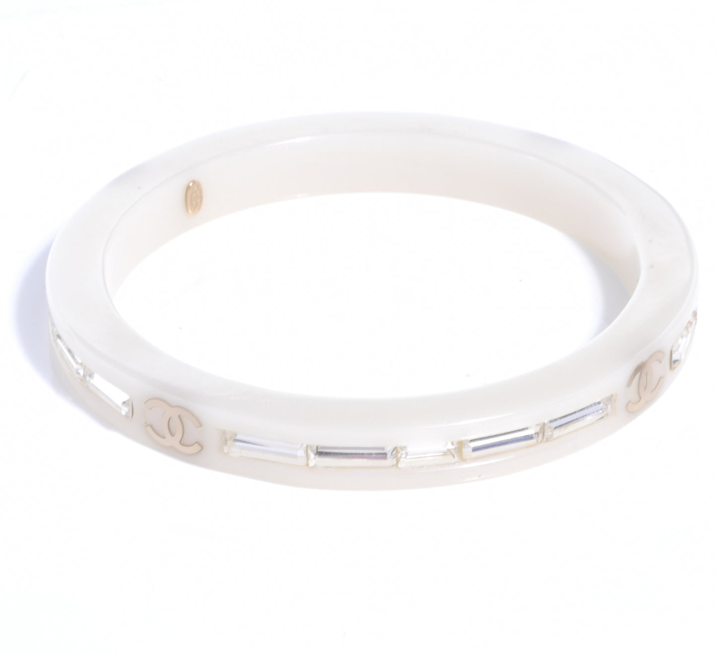 Resin Crystal Baguette CC Bangle White